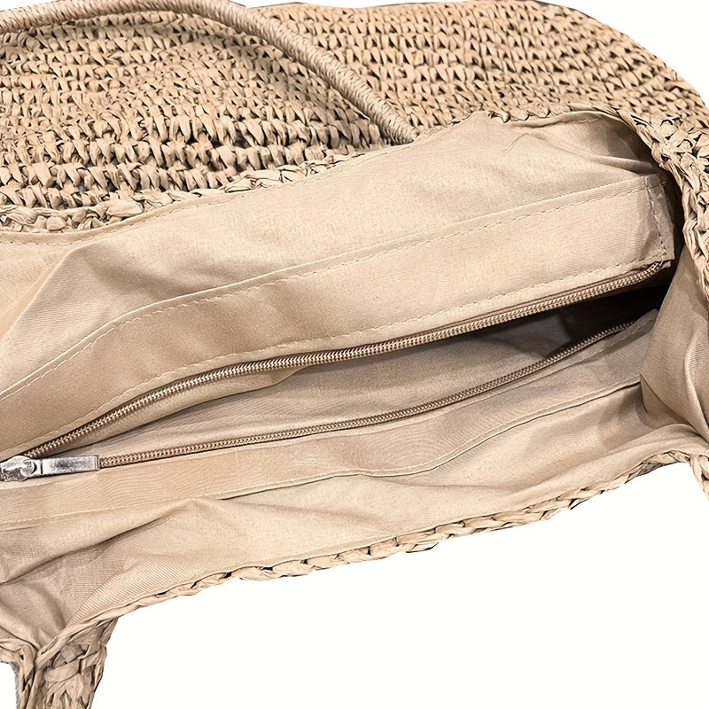 Marisol - Woven Straw Crossbody Bag - Hazelnut