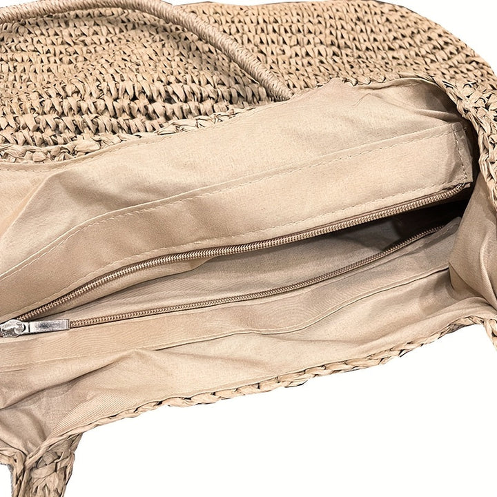 Marisol - Woven Straw Crossbody Bag - Hazelnut