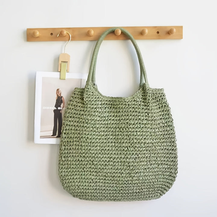 Matilde - Woven Straw Crossbody Bag - Sage Green