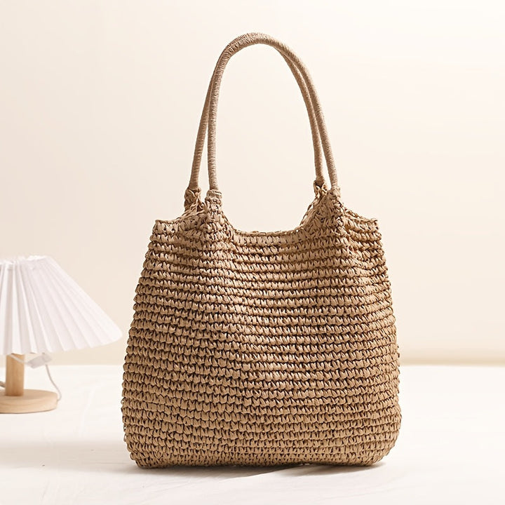 Marisol - Woven Straw Crossbody Bag - Hazelnut