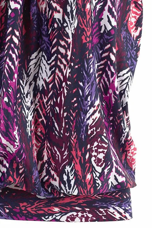 Plume - Tankini Set with Feather Pattern that Covers the Stomach