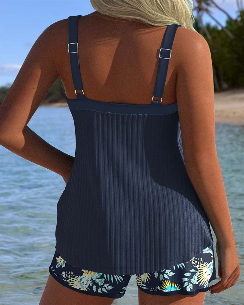 Lana - Striped tankini with matching beach shorts in two pieces