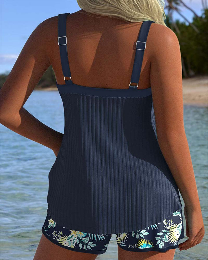 Lana - Striped tankini with matching beach shorts in two pieces