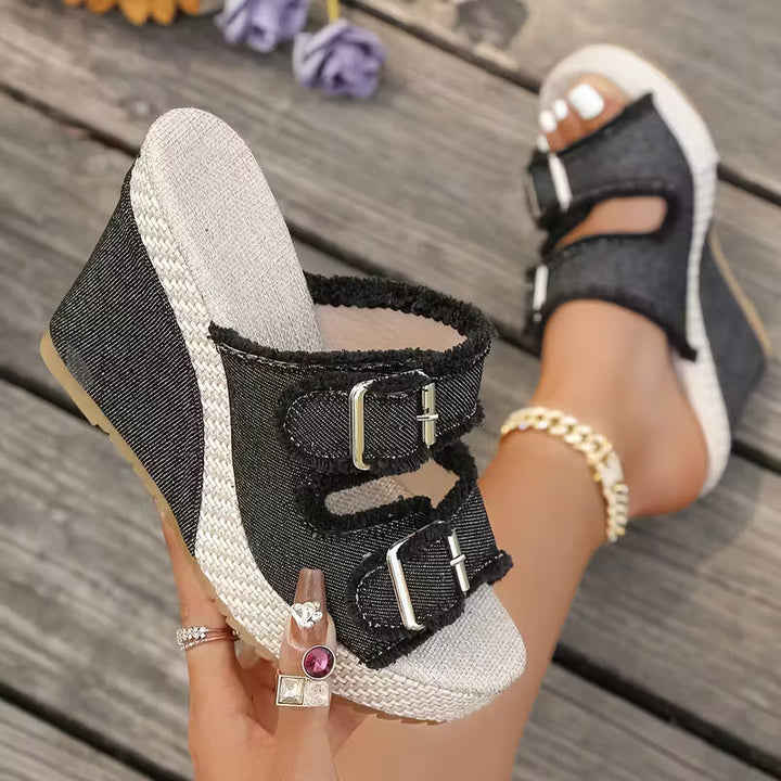 Atelier - Frayed Edge Wedge Sandals