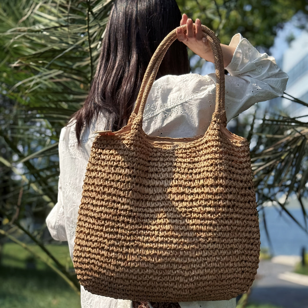 Natalina - Woven Straw Crossbody Bag - Natural