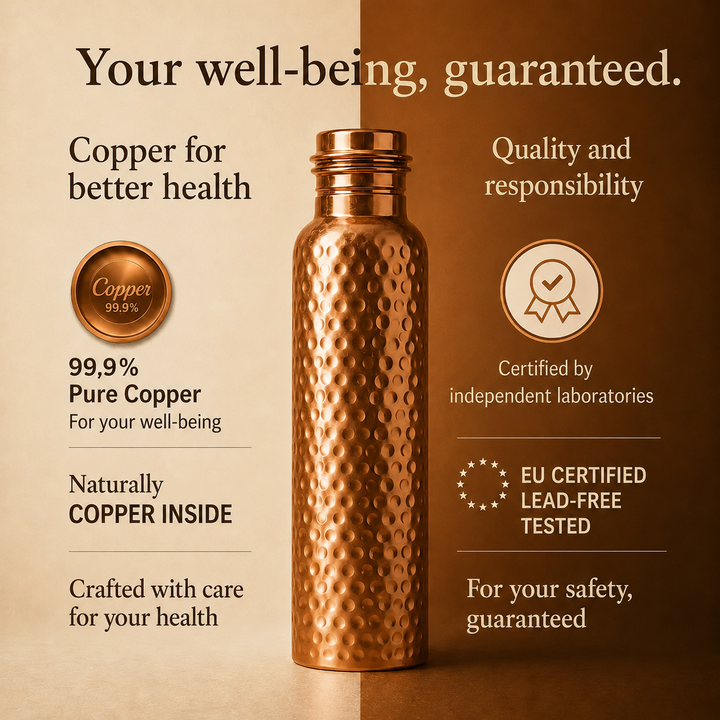 TAMORA™ · Copper Water Bottle · Naturally Purified Water