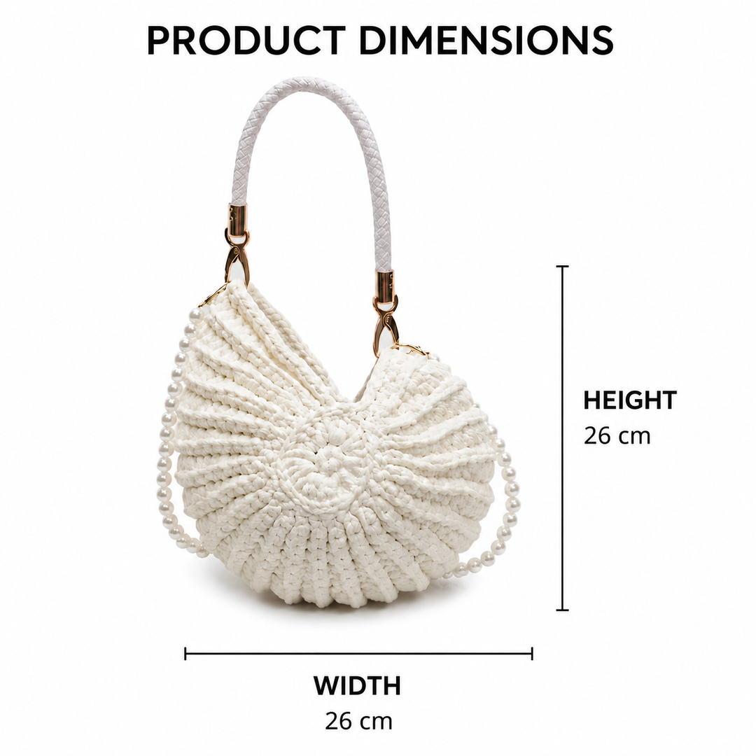 Tea - Woven Tote Bag with Chain Strap - Camel