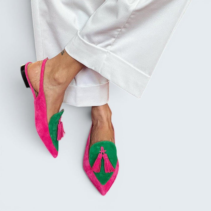 Frendessa - Fringe Ballet Flats with Ankle Strap