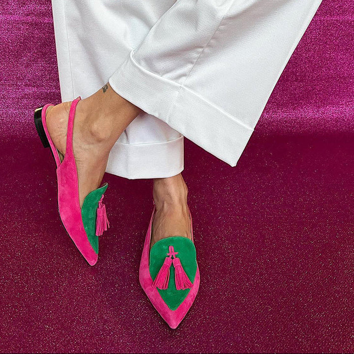 Frendessa - Fringe Ballet Flats with Ankle Strap