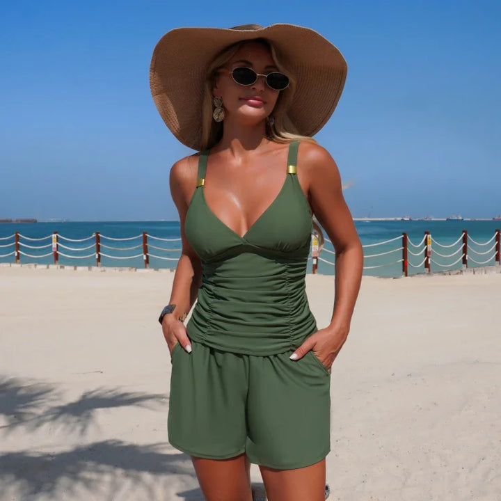 Harper - Ruffled tankini set with pockets