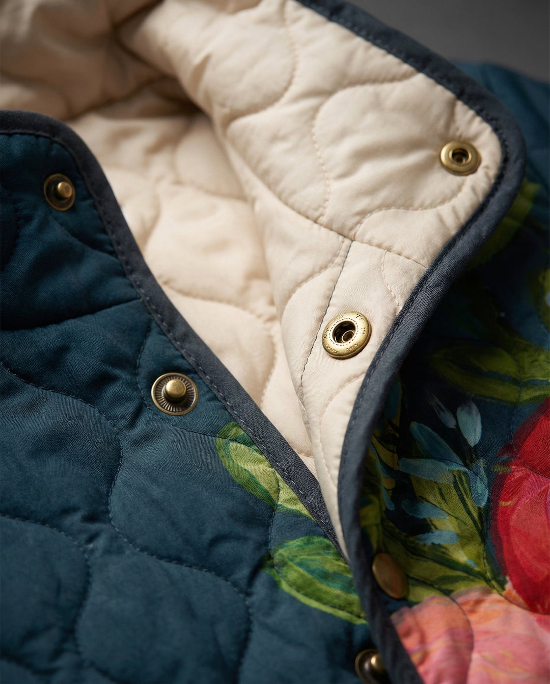 Amaya - Vintage Floral Print Quilted Jacket