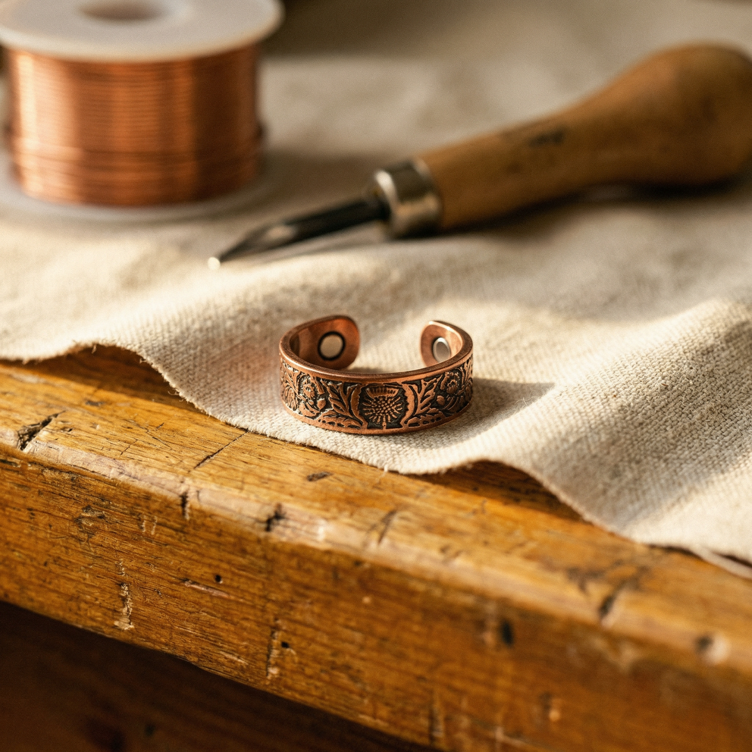 Mae & Luna Copper Ring - Obsidian