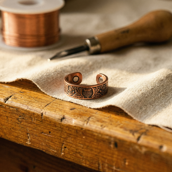 Mae & Luna Copper Ring - Obsidian