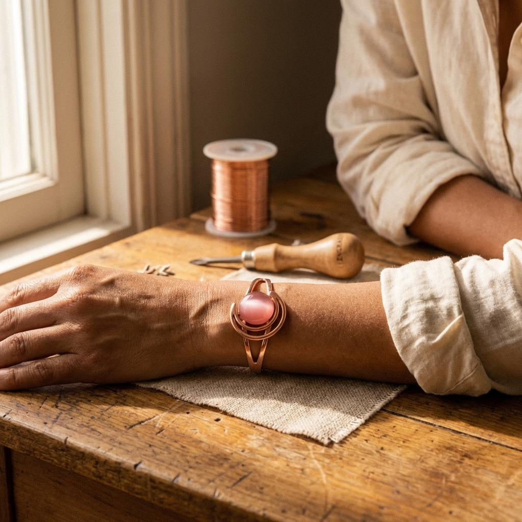 Mae & Luna Copper Bracelet - Pink