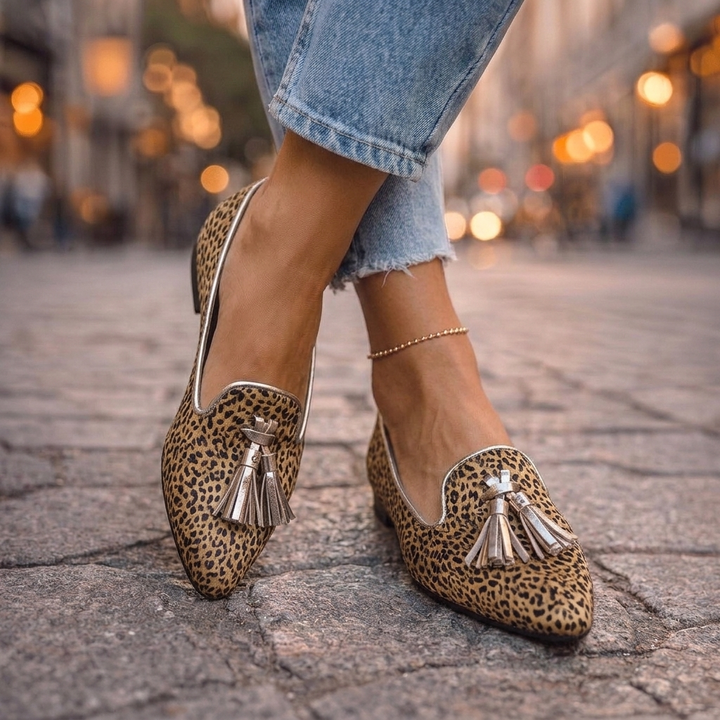 Dalia - Loafers with Tassels and Animal Print