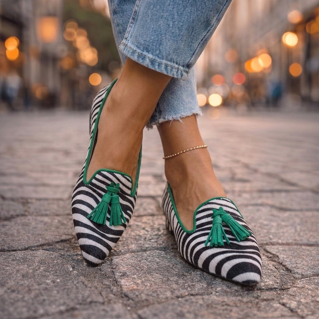 Dalia - Loafers with Tassels and Animal Print