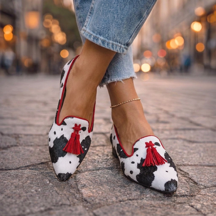 Dalia - Loafers with Tassels and Animal Print