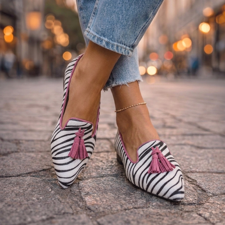 Dalia - Loafers with Tassels and Animal Print