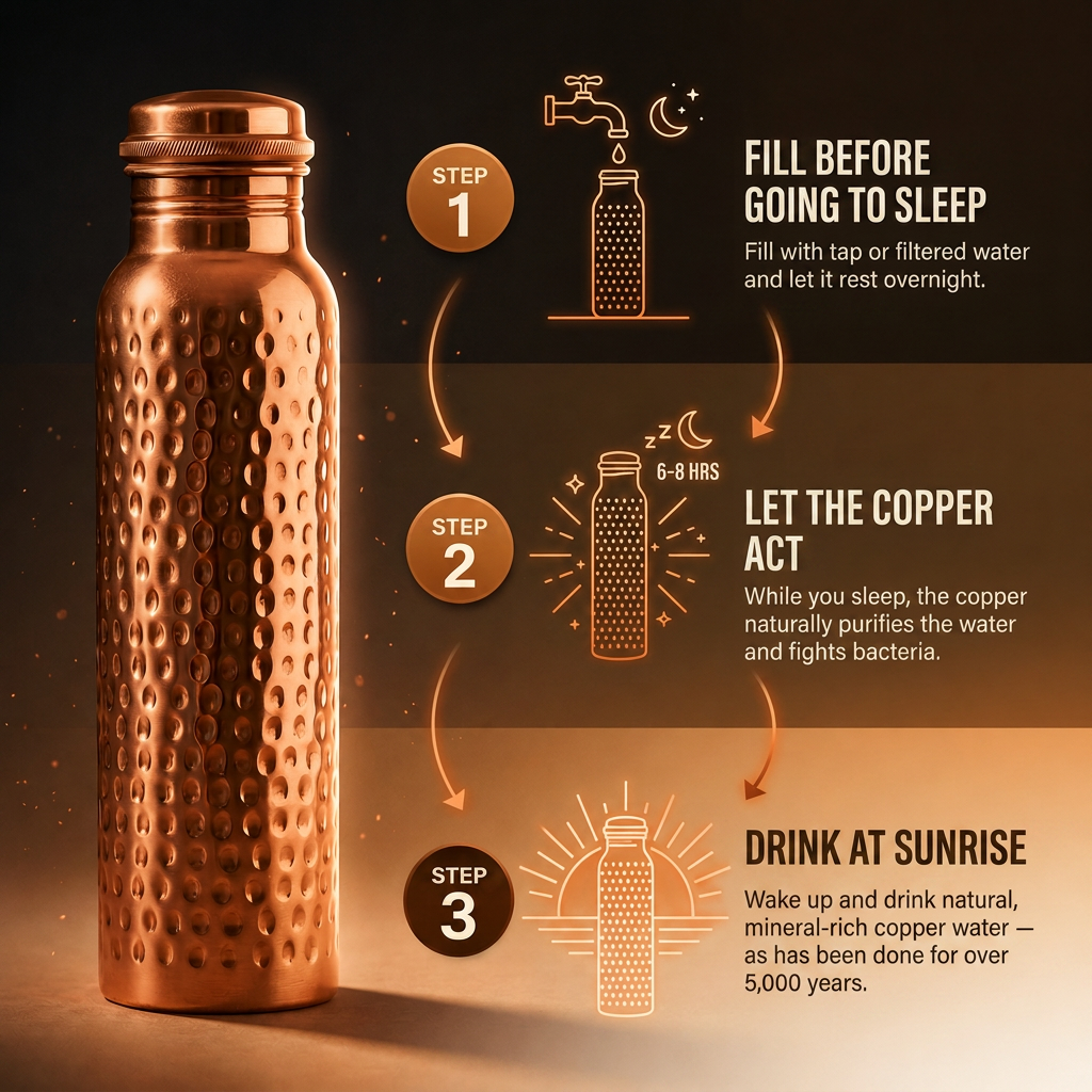 Pure Copper Water Bottle by Mae & Luna