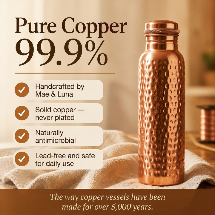 Pure Copper Water Bottle by Mae & Luna