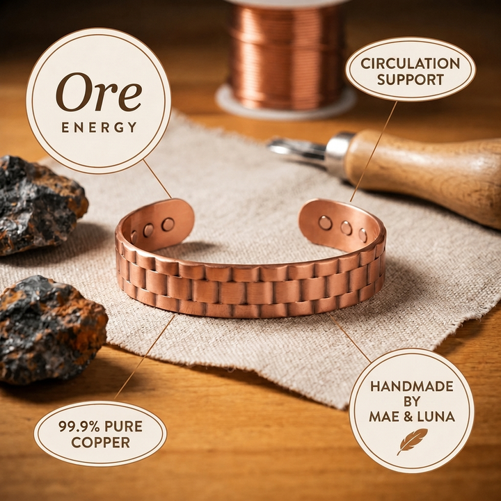 Copper Bracelet for Men by Mae & Luna - Hours