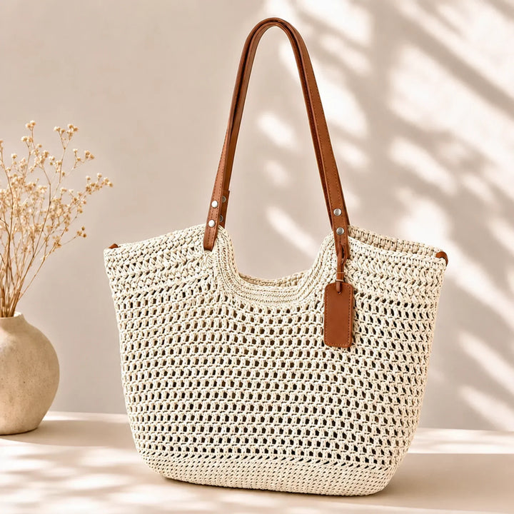 Camelia - Hand-Woven Crocheted Shopper Bag - Ivory