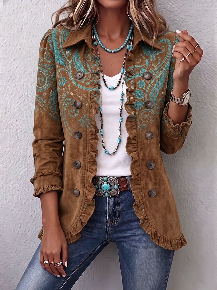 Goldenridge - Paisley Print Ruffle Jacket