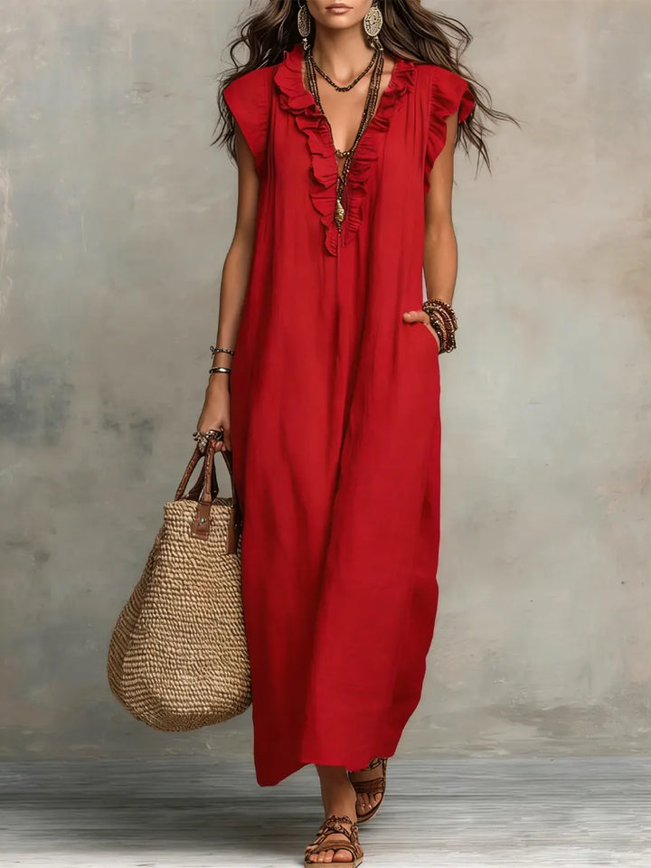 Chiara - Maxi Bohemian Dress with V-Neck