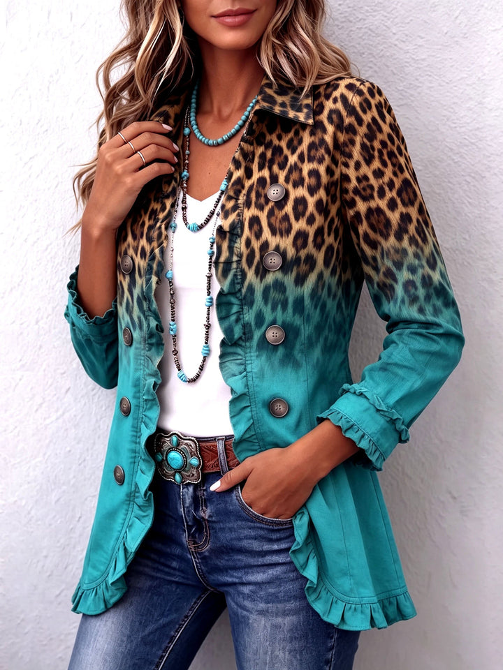 Elspeth - Leopard Ombre Ruffle Blazer Jacket