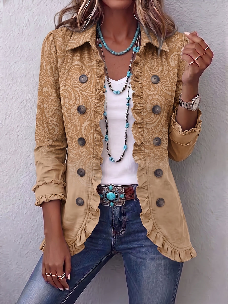 Crestelle - Western Pattern Print Ruffle Jacket