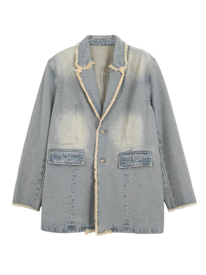 Dionne - Vintage-Style Oversized Blazer with Raw Edges