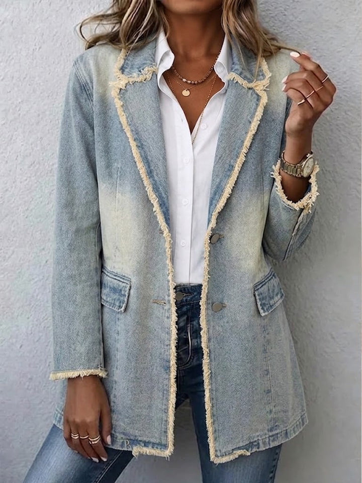 Dionne - Vintage-Style Oversized Blazer with Raw Edges