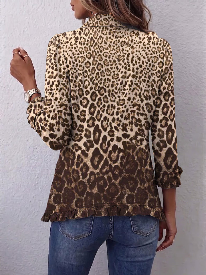 Navara - Leopard Print Ruffled Jacket