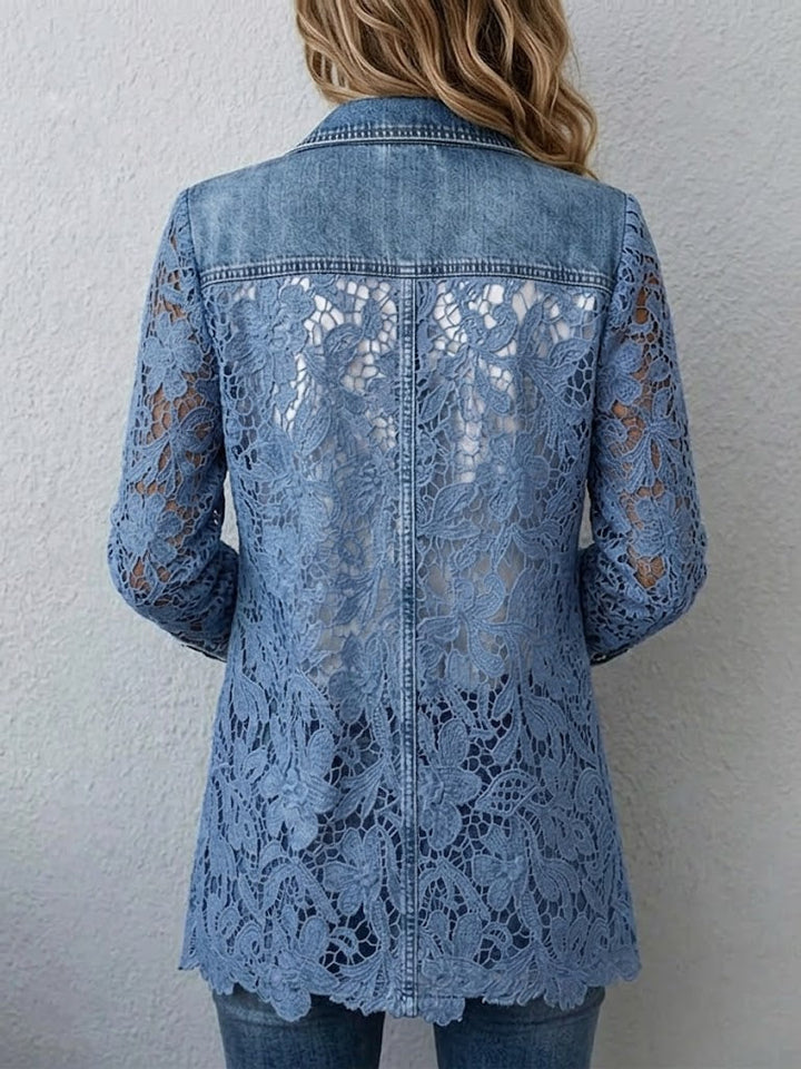 Lacinda - Blazer Jacket with Floral Lace Paneling