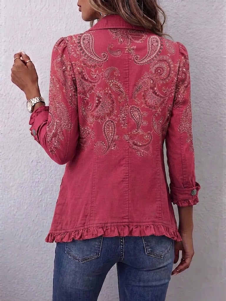 Anouk - Vintage Paisley Print Ruffled Jacket