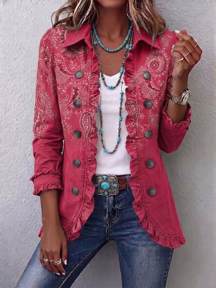 Anouk - Vintage Paisley Print Ruffled Jacket