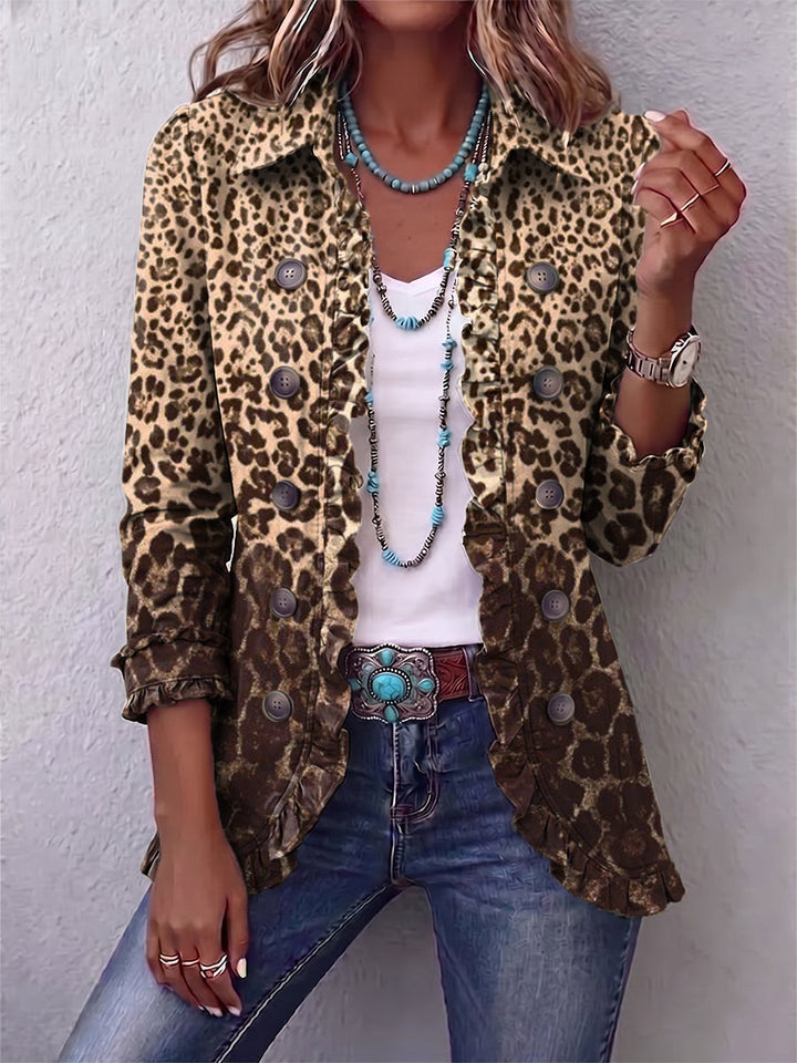 Navara - Leopard Print Ruffled Jacket