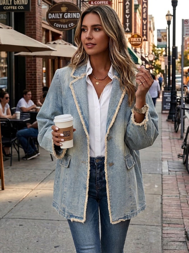 Dionne - Vintage-Style Oversized Blazer with Raw Edges