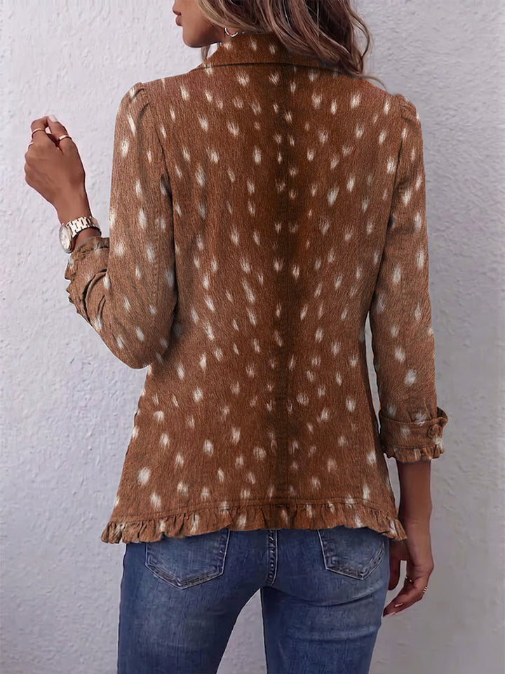 Nolinda - Bohemian Animal-Print Ruffled Jacket