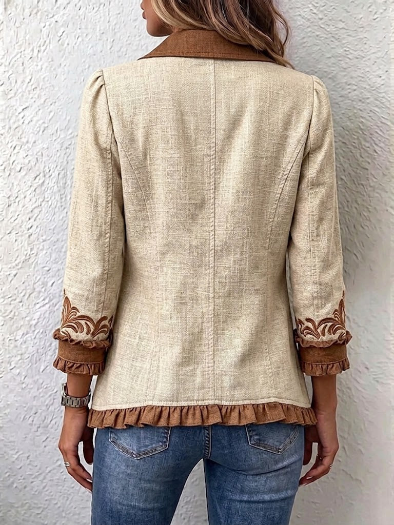 Dawncroft - Vintage Bohemian Floral Ruffled Jacket