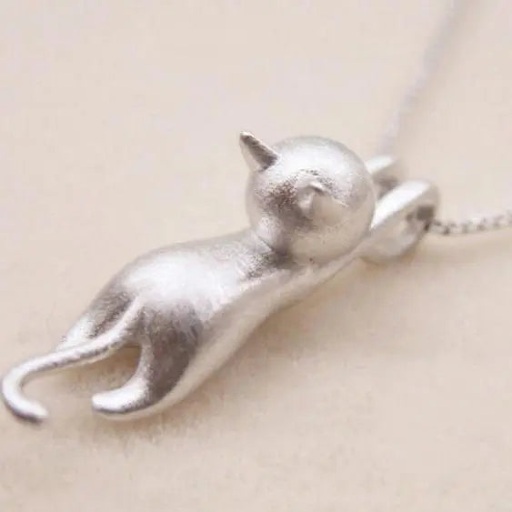 Cute Necklace with a Silver Kitten 925