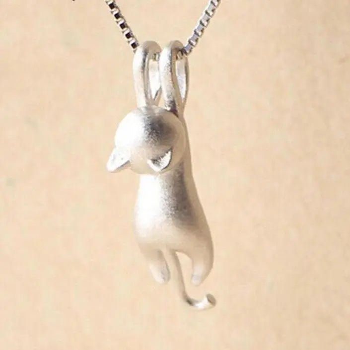 Cute Necklace with a Silver Kitten 925