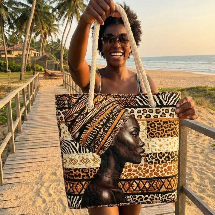 Quilted Beach Bag Melanin Queen